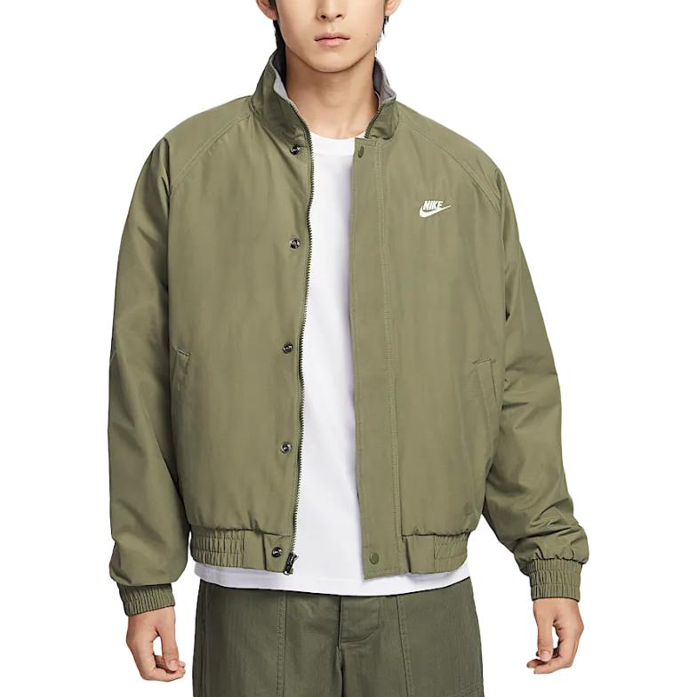 Nike Club Futura Long-Sleeve Jacket Olive Green/White Stylish & Comfortable FZ0657-222 圖 2