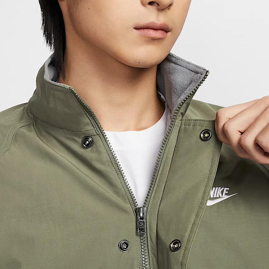 Nike Club Futura Long-Sleeve Jacket Olive Green/White Stylish & Comfortable FZ0657-222 圖 5