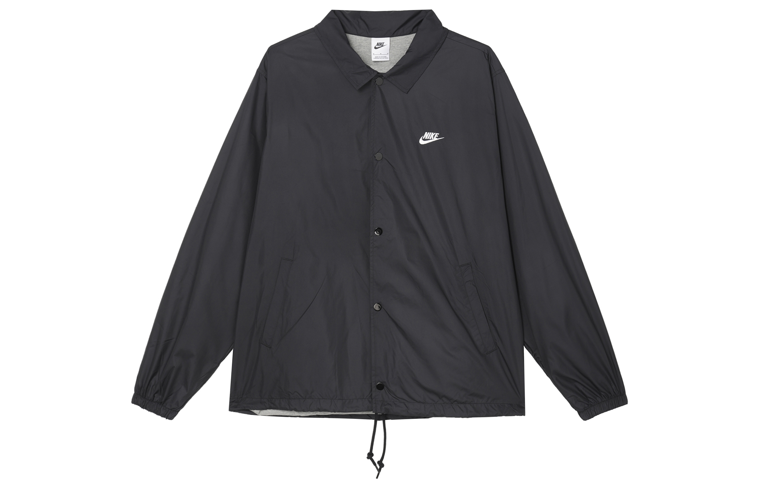 Nike Club Logo Embroidered Loose Fit Polo Button-Up Shirt Jacket Black FN3317-010