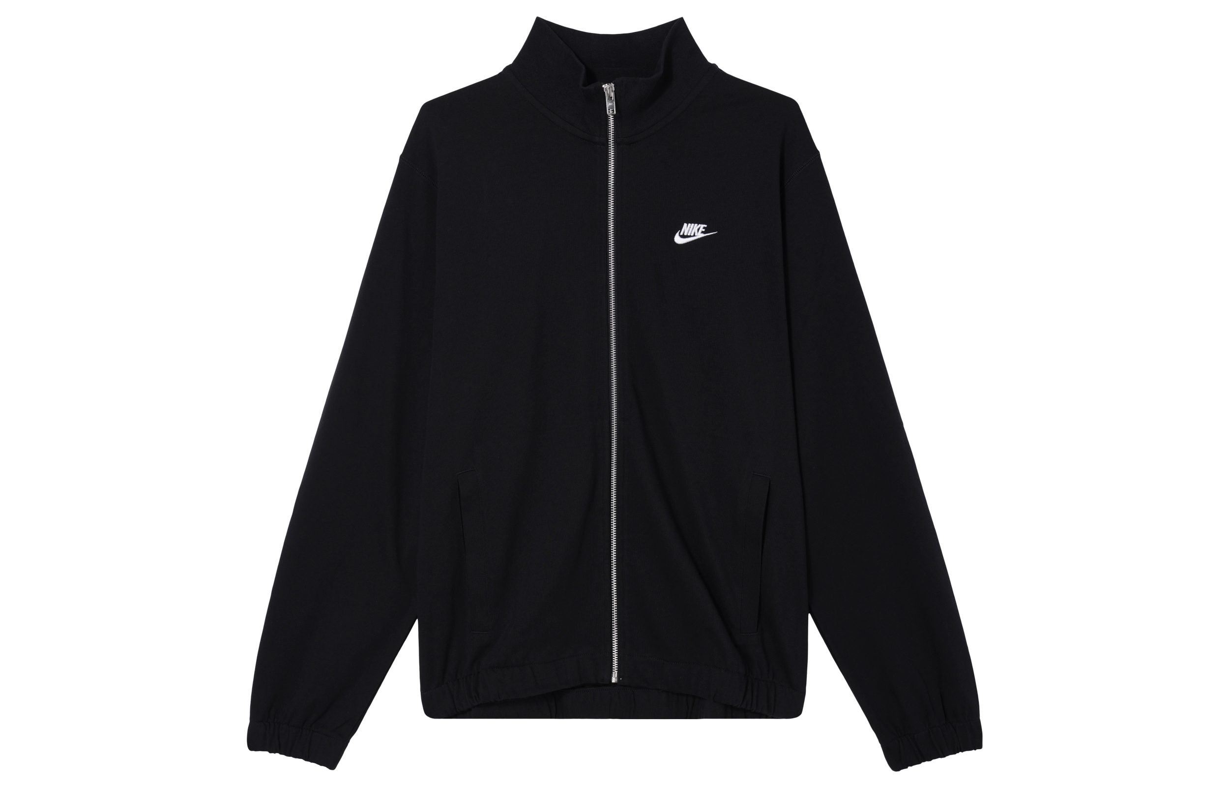 Nike Club Logo Embroidered Stand Collar Jacket Black FQ3427-010