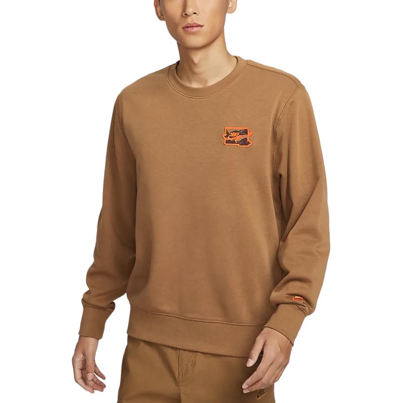 Nike Club Soft Comfort Crewneck Pullover Sweatshirt Brown () FZ0765-281