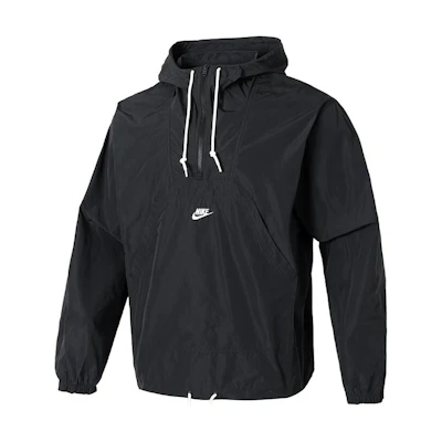Nike Club Solid Color Breathable Hooded Jacket Black FN3893-010