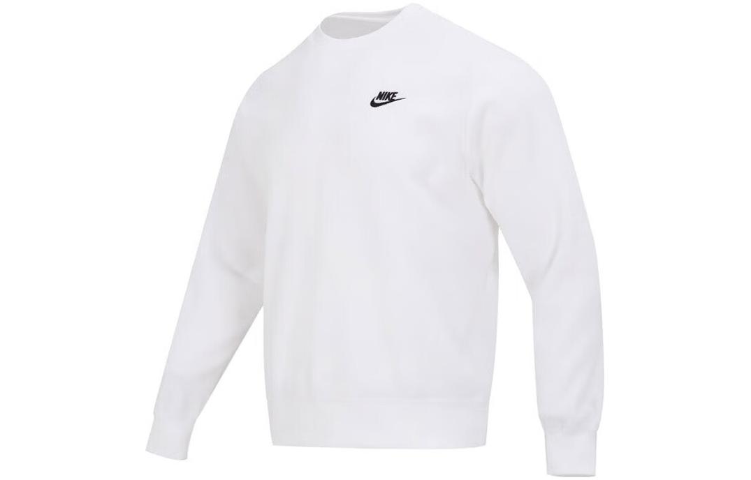 Nike Club Solid Color Embroidered Logo Sweatshirt White FB4980-100