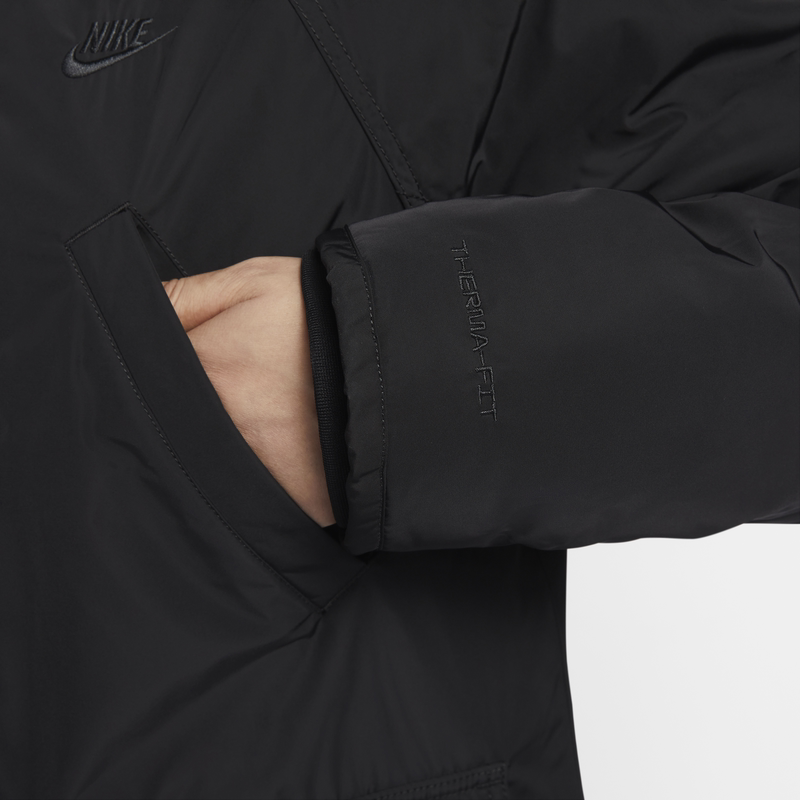 Nike Club Therma-FIT Logo Embroidered Warm Hooded Jacket Black for Men. FZ0870-010 圖 6