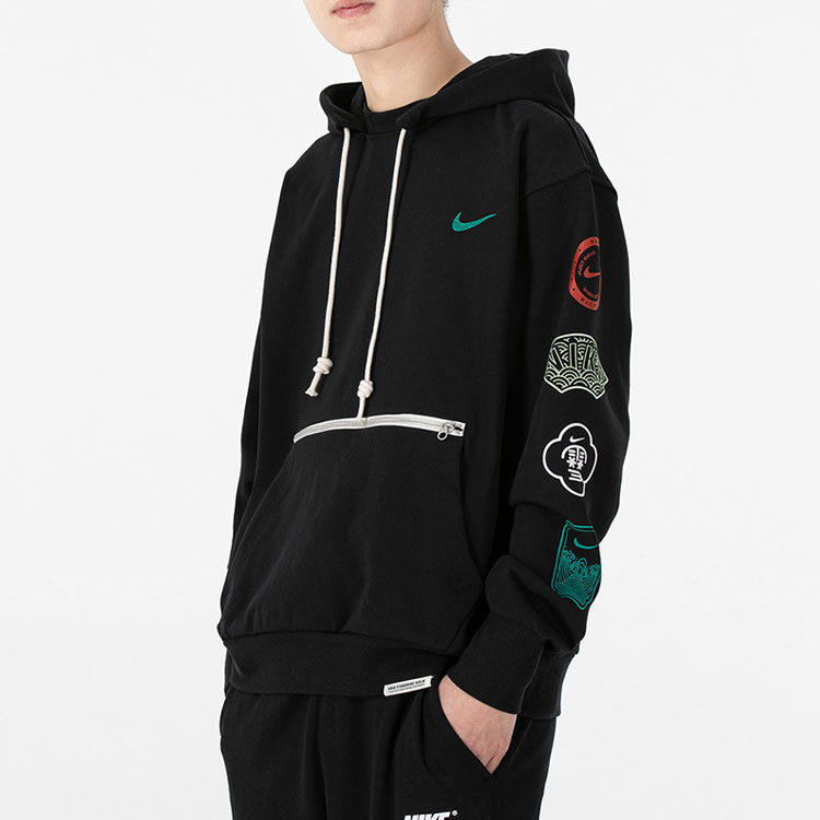 Nike CNY Logo Print Loose Fit Hoodie Black Spring Sweatshirt DJ3861-010 圖 6