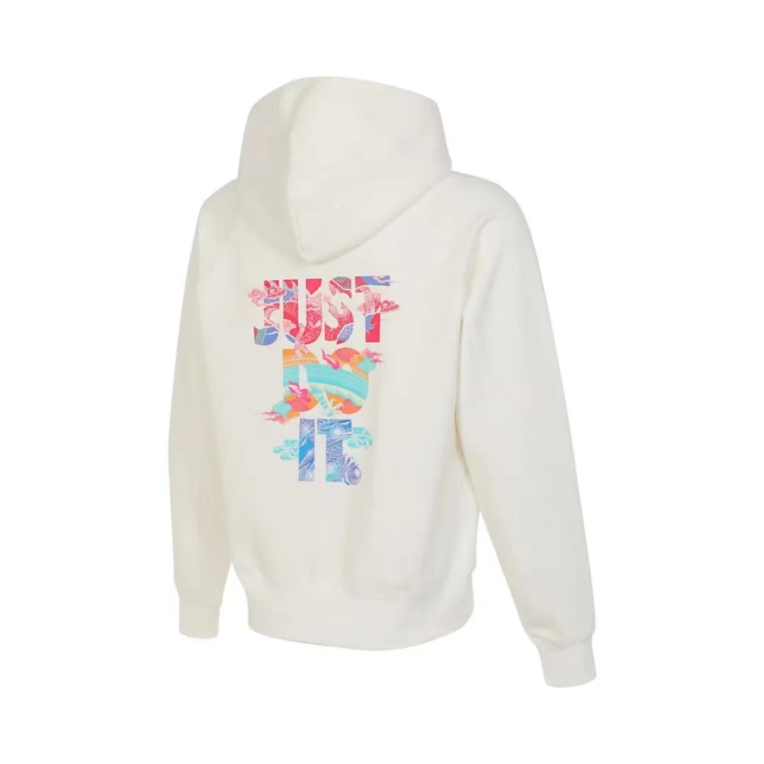 Nike CNY Year of the Dragon Logo Print Pullover Hoodie White FZ6373-133 圖 3