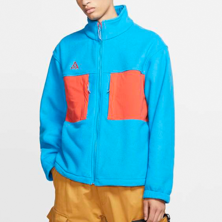 Shop 耐克拼色抓绒夹克蓝色 - 休闲舒适 BQ3446-411