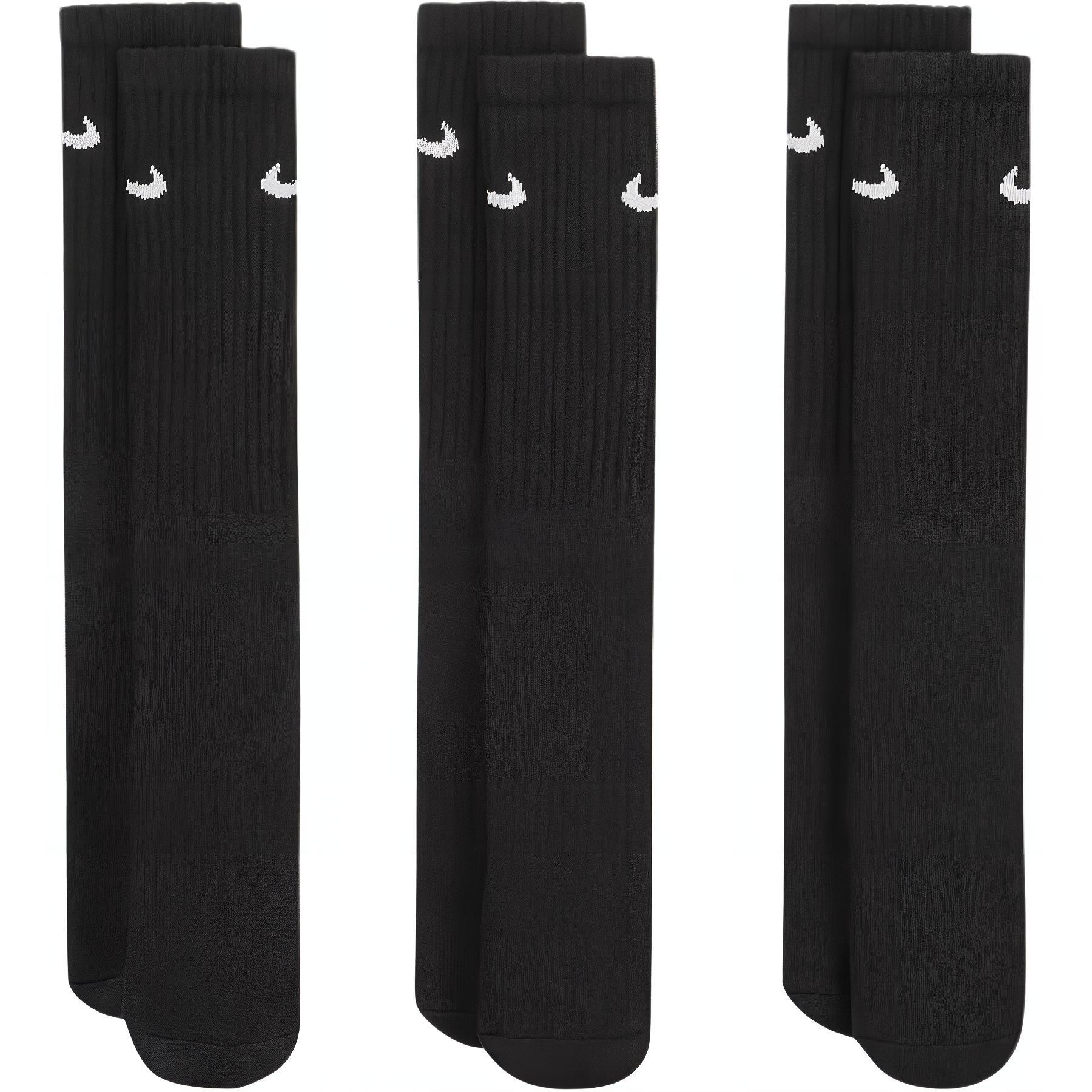 Nike Comfort Soft Moisture-Wicking Crew Socks 3-Pack Unisex Black/White SX4508-001