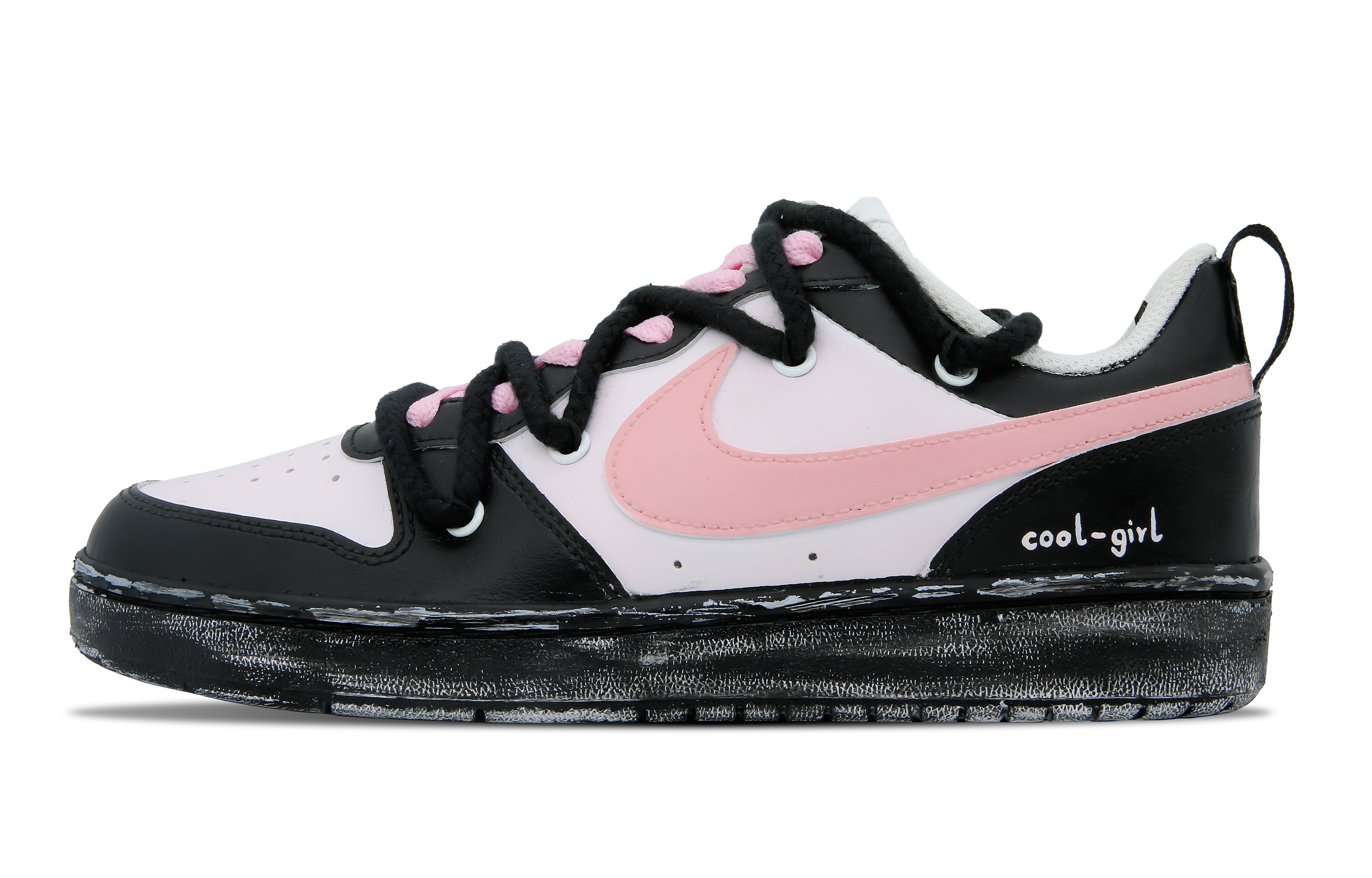 Buy Nike Court Borough Low 2 'Estilo Dopamina Chica Negro Rosa' BQ5448-100(Team7-cool-girl)