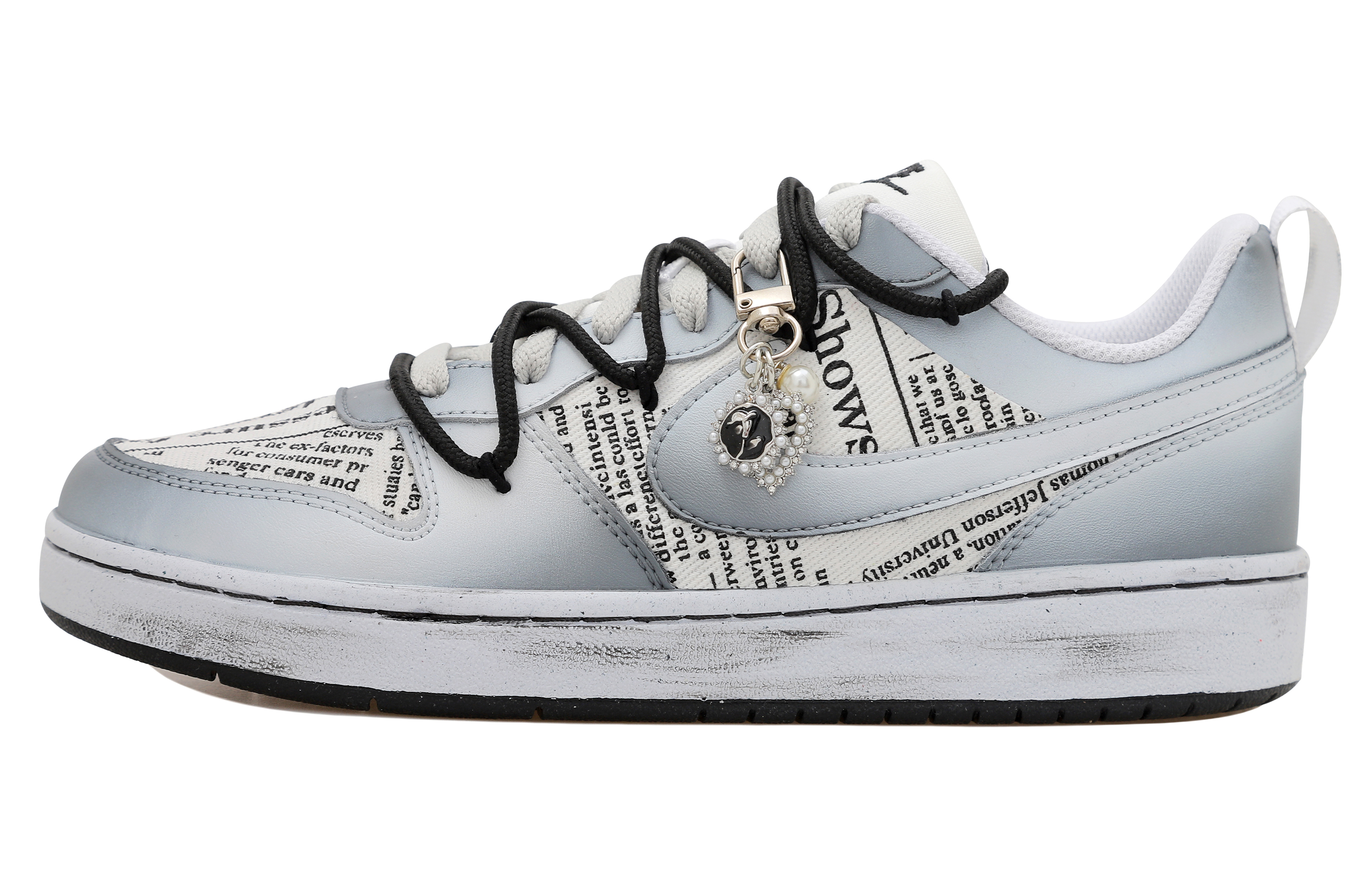 Buy Nike Court Borough Low 2 'Parche Periódico Perla Gris Desgastado Blanco' DV5456-104-484909