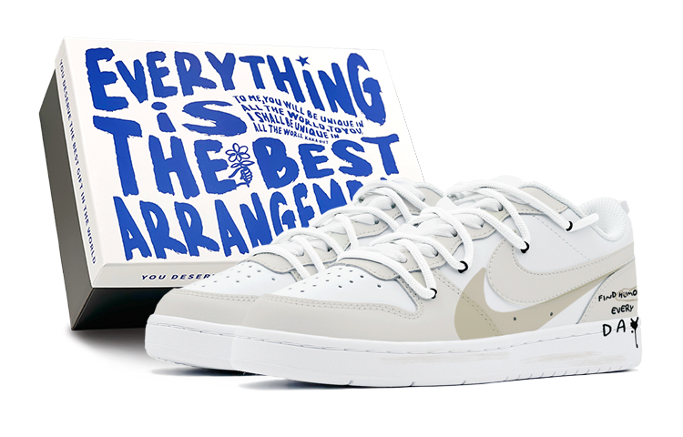 Buy 【定製球鞋】Nike Court Borough 秋日穿搭 街頭風 奶油可可 特殊鞋盒 低幫 板鞋 GS 白棕