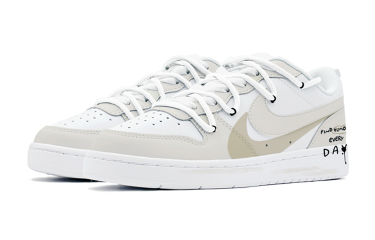 Shop 【定製球鞋】Nike Court Borough 秋日穿搭 街頭風 奶油可可 特殊鞋盒 低幫 板鞋 GS 白棕