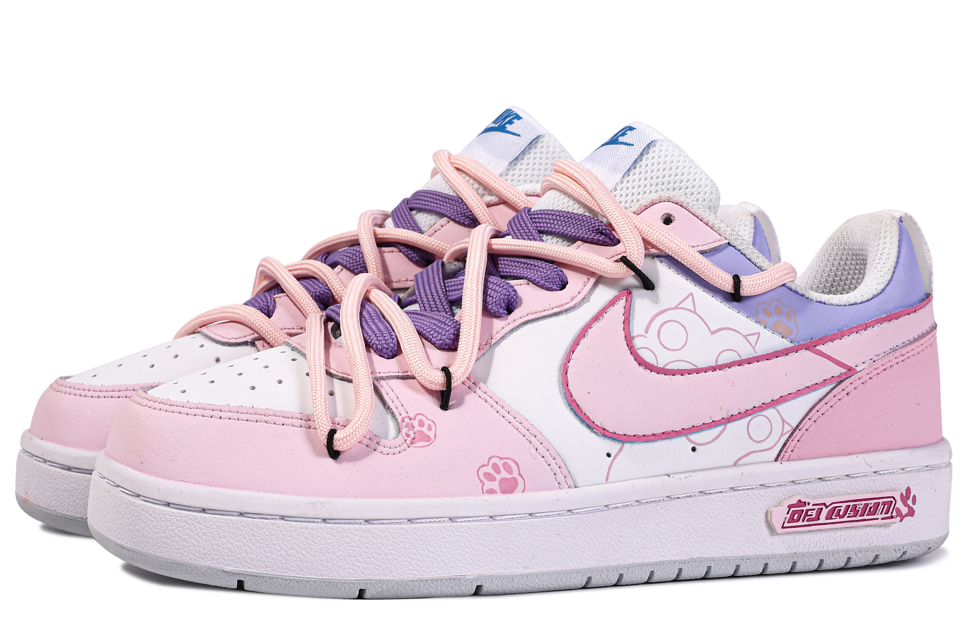Nike Court Borough Low 'Da Vinci Pink Cat Paw Custom' 圖 5