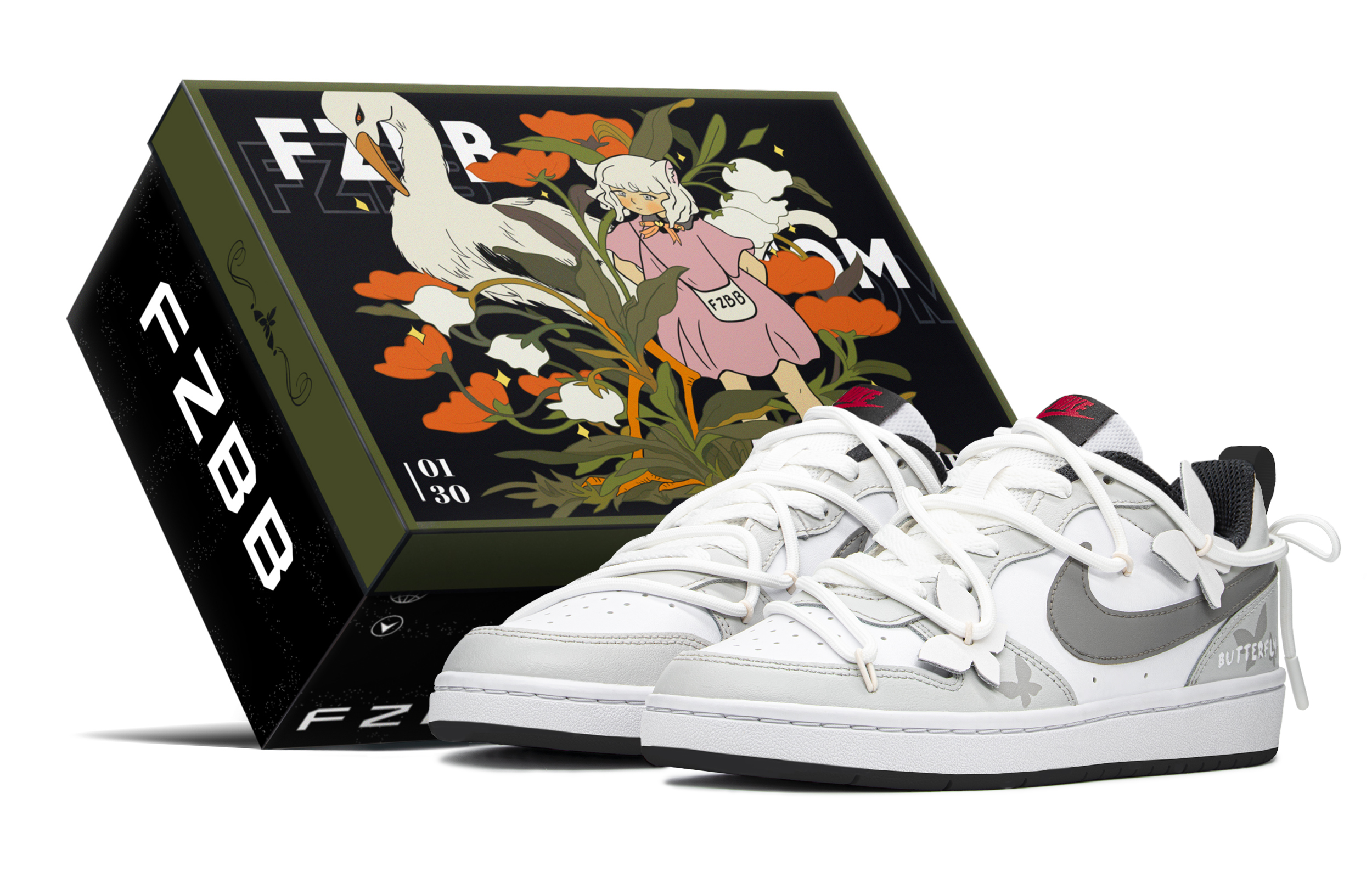 Nike Court Borough Low 'Graffiti Butterfly - Grey White'