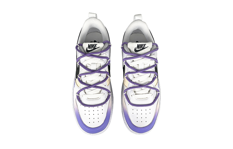 Shop 【定制球鞋】 Nike Court Borough 神秘星球 解構 潑墨 防滑耐磨 低幫 板鞋 GS 白紫