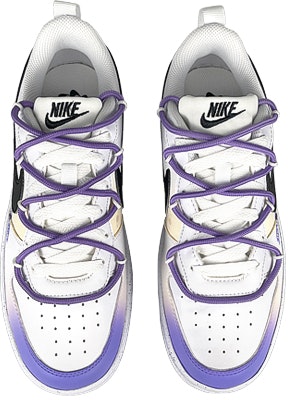 【定制球鞋】 Nike Court Borough 神秘星球 解構 潑墨 防滑耐磨 低幫 板鞋 GS 白紫 Shop 【定制球鞋】 Nike Court Borough 神秘星球 解構 潑墨 防滑耐磨 低幫 板鞋 GS 白紫