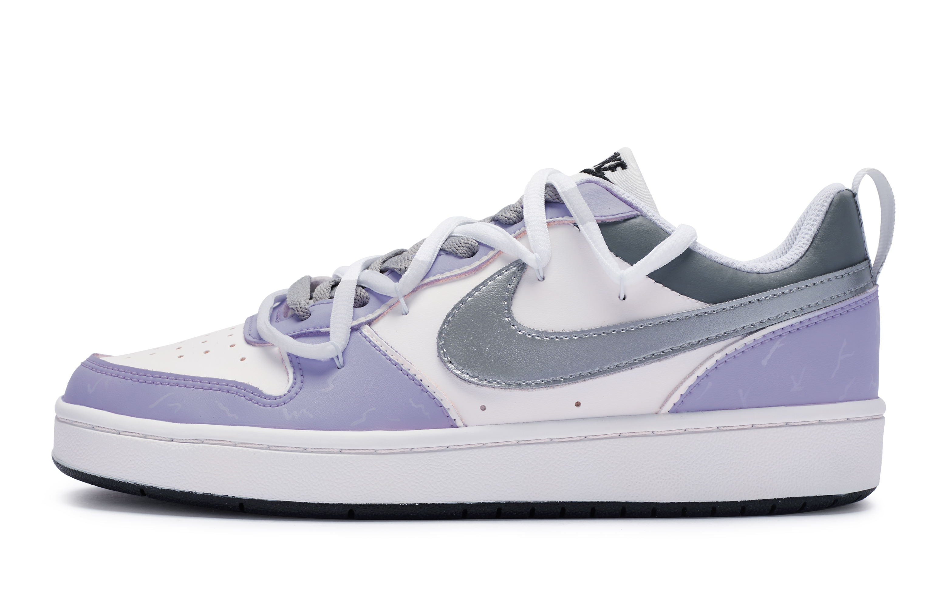 Buy 【定制球鞋】 Nike Court Borough 811製造 夢幻銀紫 舒適百搭 高級小眾 防滑耐磨 低幫 板鞋 GS 銀紫白