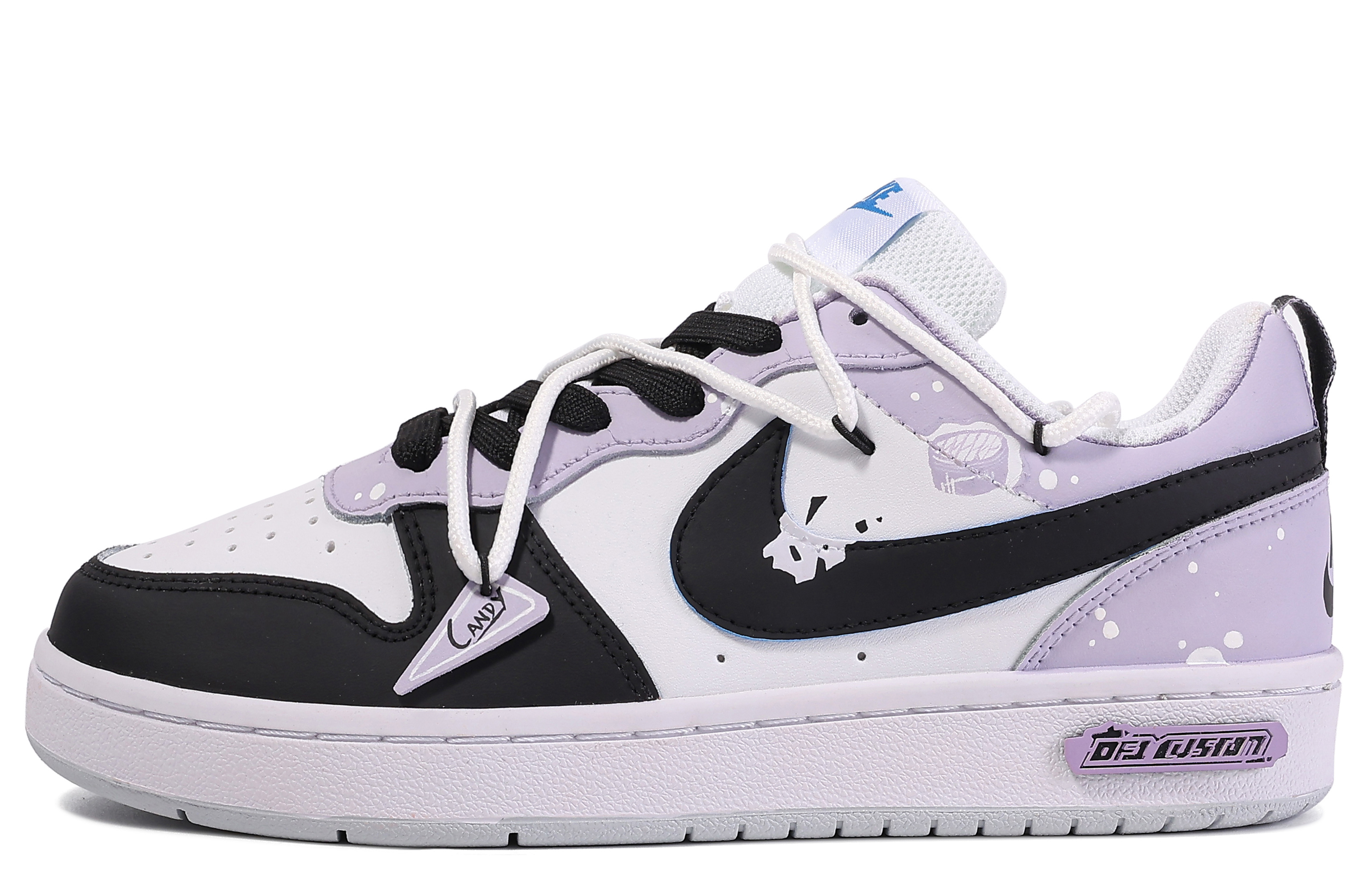 Buy Nike Court Borough Low Morado Blanco Negro 'Da Vinci Hard Candy Graffiti Splatter' BQ5448-123-486433
