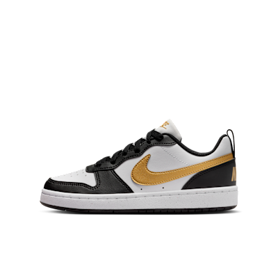 (Youth) Nike Court Borough Low Recraft Black/Black/White/Metallic Gold