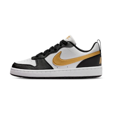 (Youth) Nike Court Borough Low Recraft Black/Black/White/Metallic Gold