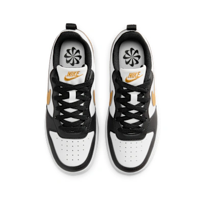 (Youth) Nike Court Borough Low Recraft Black/Black/White/Metallic Gold