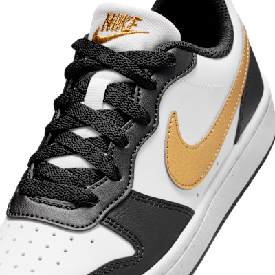 (Youth) Nike Court Borough Low Recraft Black/Black/White/Metallic Gold 圖 7