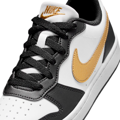 (Youth) Nike Court Borough Low Recraft Black/Black/White/Metallic Gold