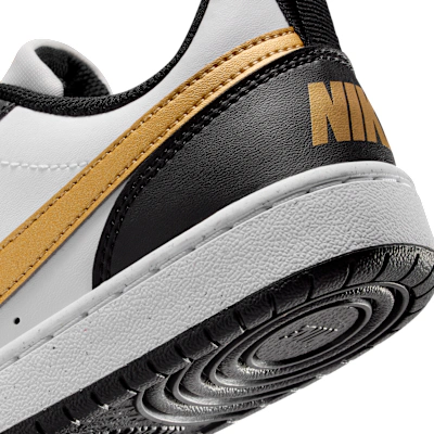 (Youth) Nike Court Borough Low Recraft Black/Black/White/Metallic Gold