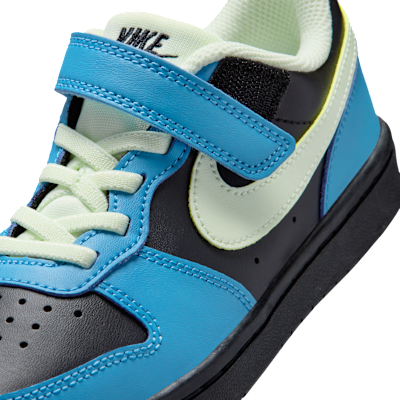 Sizing Nike Court Borough Low ReCraft 黑色/荷藍/幻影/閃電黃 DV5457-012