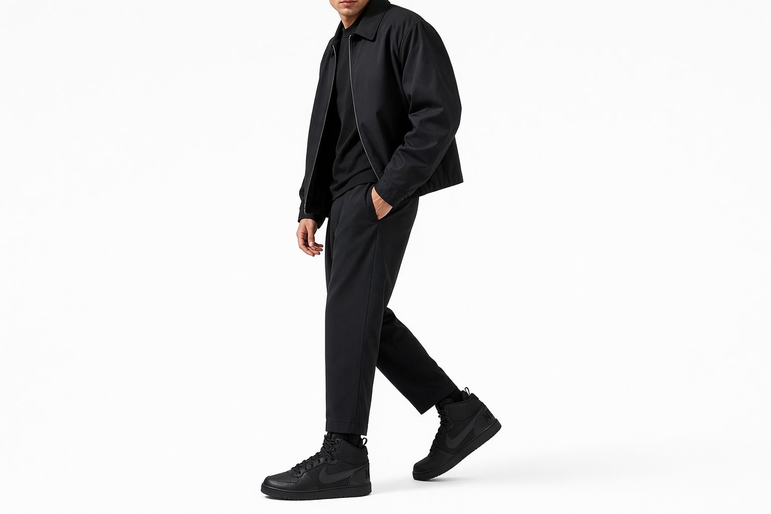 Order Nike Court Borough Mid Winter 'Triple Black' - Negro Triple Invierno Mid AA0547-002