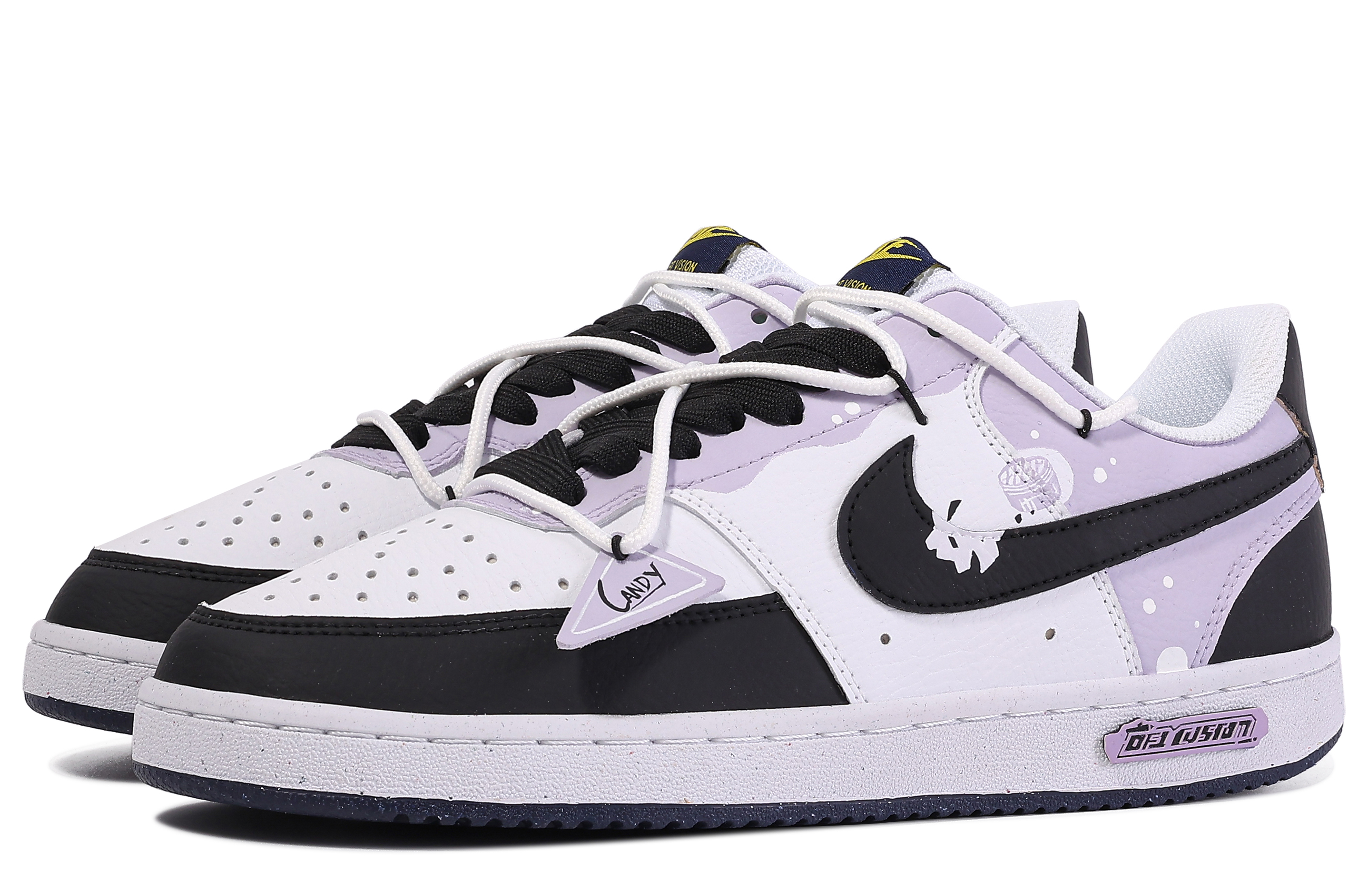 Nike Court Vision 1 Low 'Da Vinci Graffiti Candy - Purple White Black' 圖 5