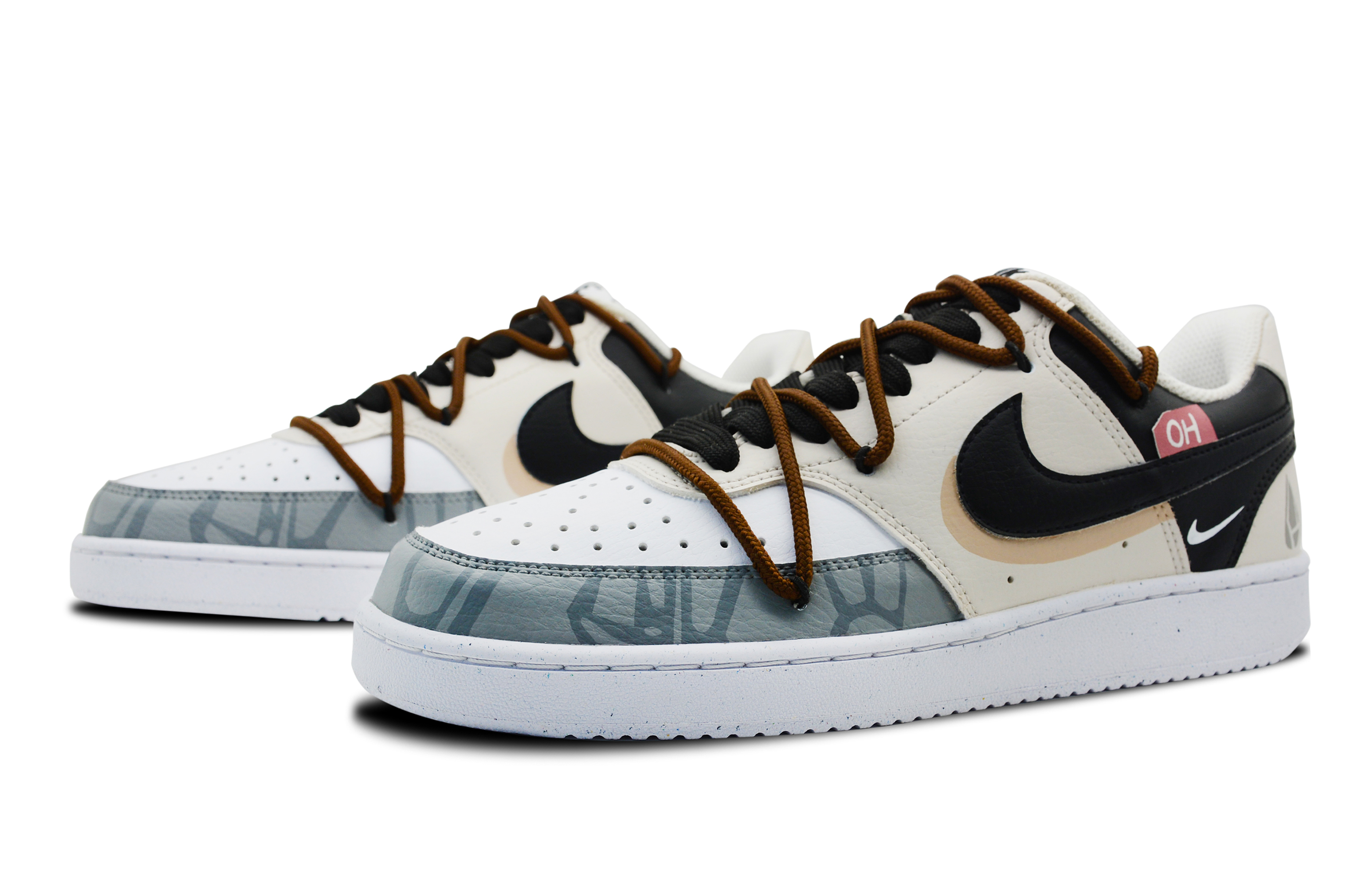 Lookbook 【定制球鞋】 Nike Court Vision 1 Low 雨隱者 幾何解構 美拉德塗鴉 噴繪 撞色 防滑減震 低幫 板鞋 男款 黃灰