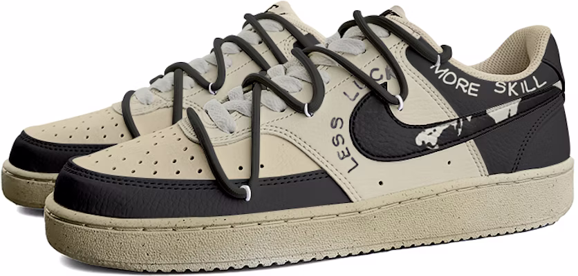 【定製球鞋】Nike Court Vision 1 Low 冰美式 黑咖 復古 手繪 解構鞋帶 低幫 板鞋 男款 杏白色 Lookbook 【定製球鞋】Nike Court Vision 1 Low 冰美式 黑咖 復古 手繪 解構鞋帶 低幫 板鞋 男款 杏白色