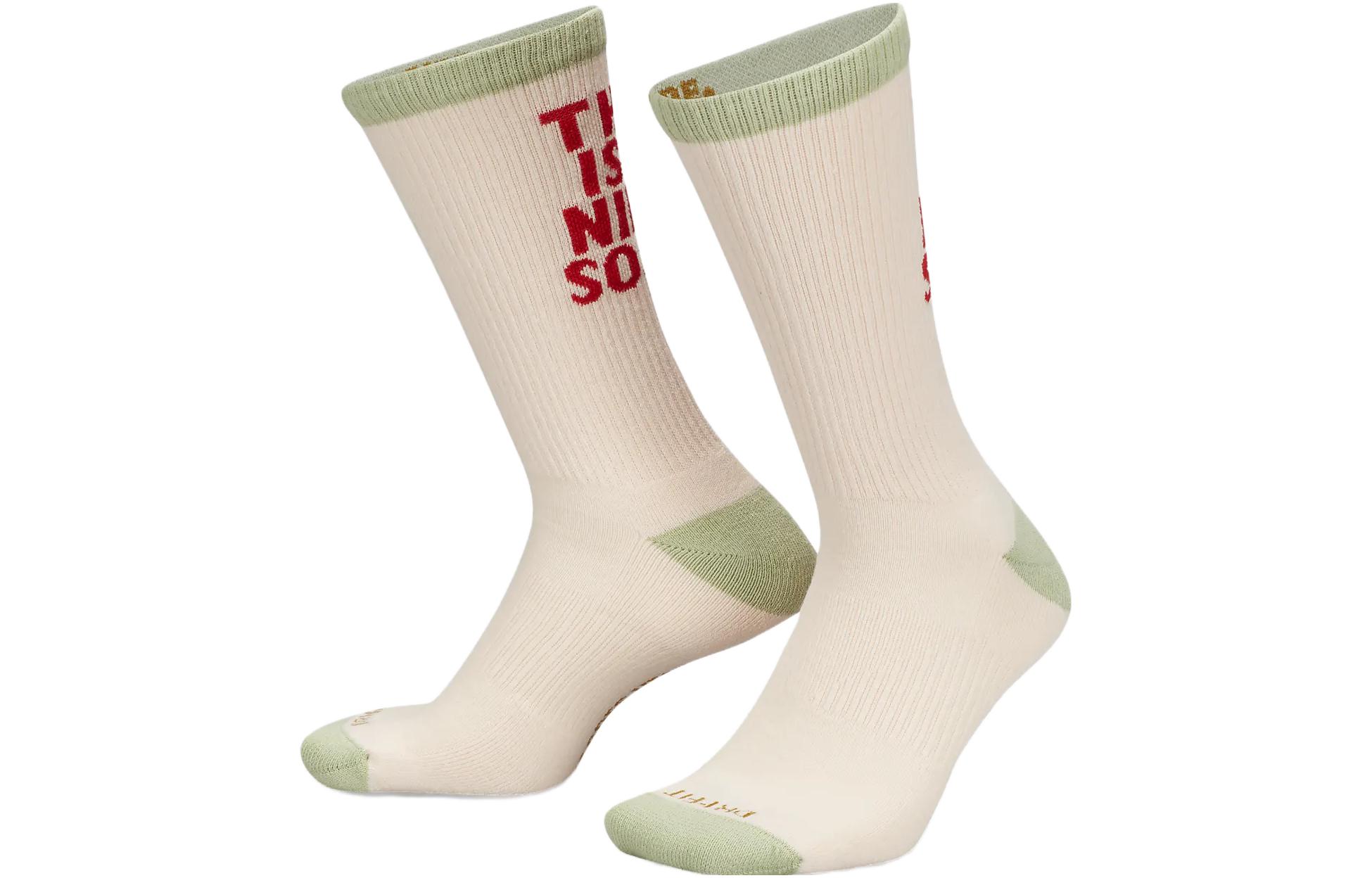 Nike Cushioned Crew Socks Alphabet Print Beige Unisex Mid-Calf FB3272-838