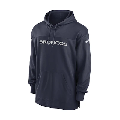 Nike Denver Broncos Navy Blue Logo Embroidered Hoodie Sideline Sweatshirt 00MO41S8W-BVK