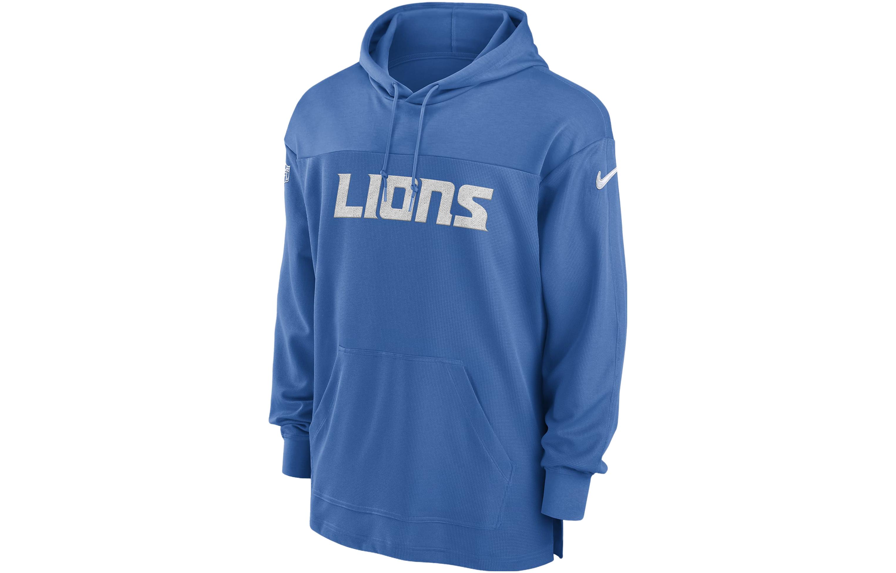 Nike Detroit Lions Sideline Logo Embroidered Hoodie Blue - Pullover 00MO4KR9S-BVK