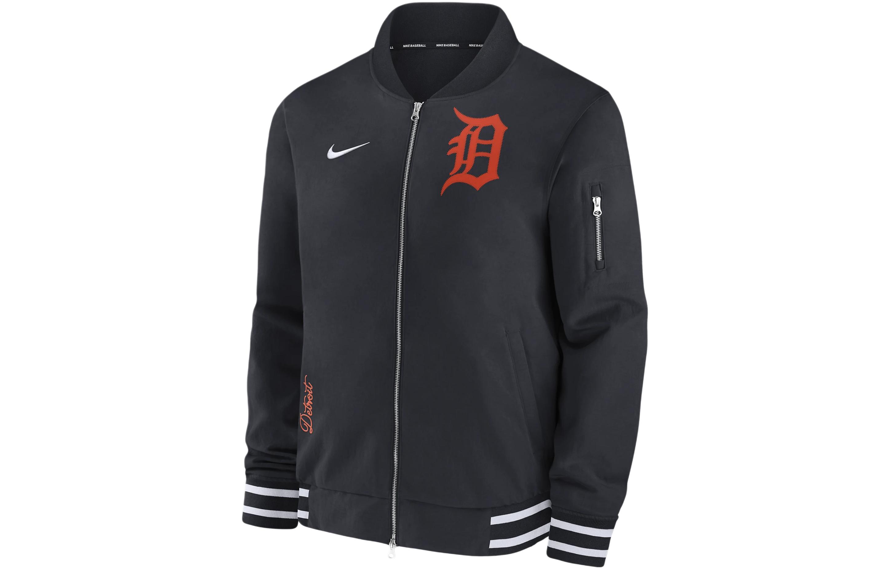 Nike Detroit Tigers Authentic Collection Logo Print Jacket Black 015D03AZDG-132