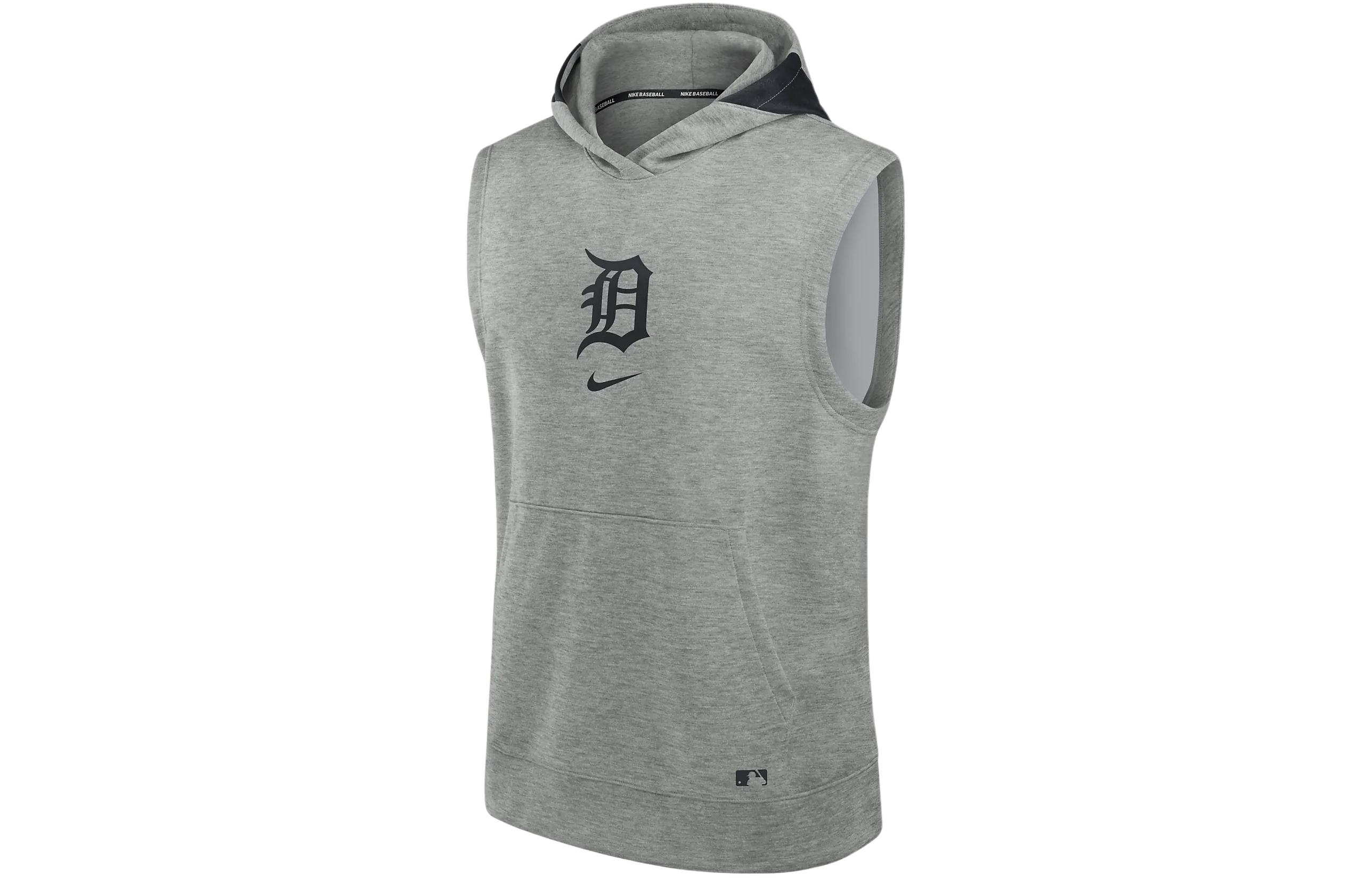 Nike Detroit Tigers Authentic Pullover Hoodie Grey - Logo Print Colorblock Design 013U11TQDG-J3E