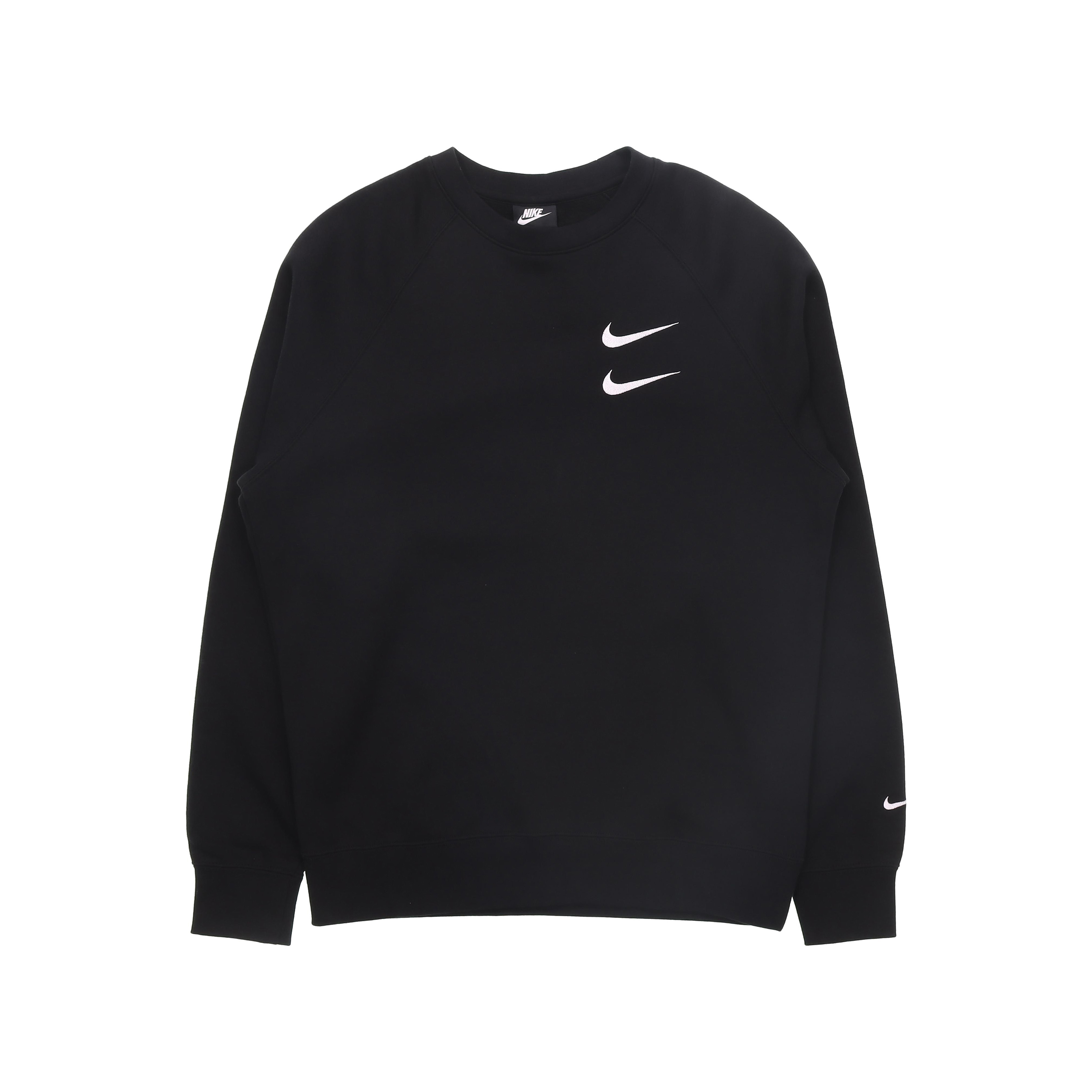 Nike Double Swoosh Embroidered Fleece Pullover Sweatshirt Winter Black DD5079-010
