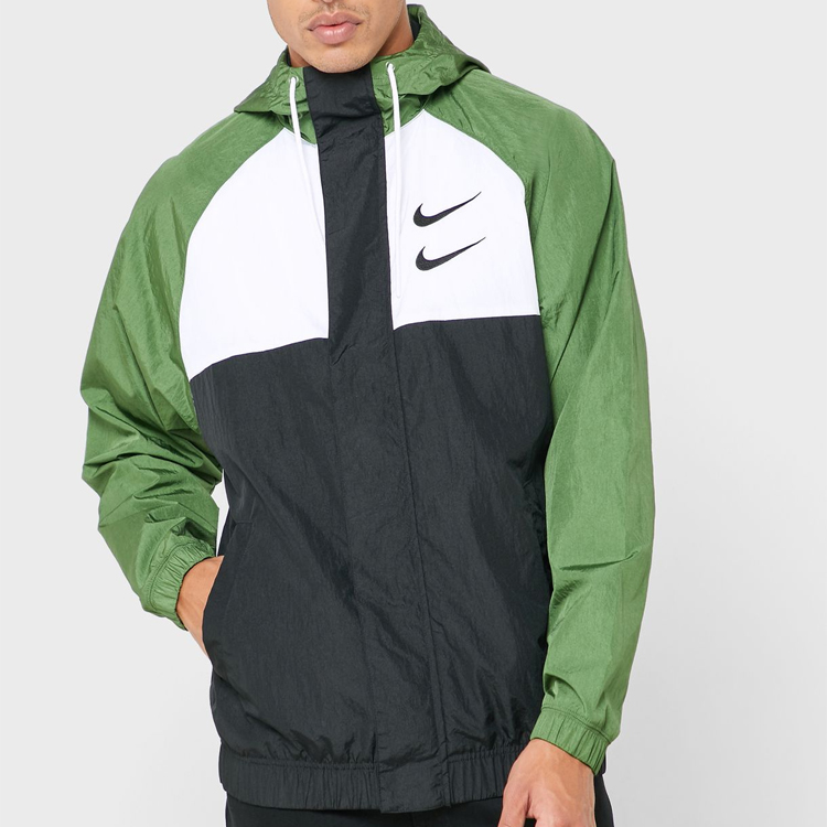 Nike Double Swoosh Logo Colorblock Hoodie Jacket Unisex Green CJ4888-010 圖 6