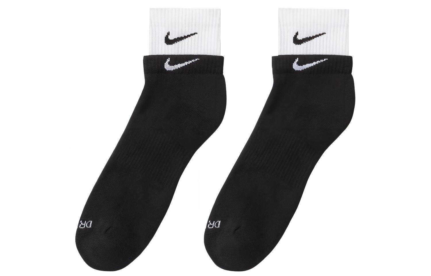 Nike Double Swoosh Mid Crew Training Socks Black Unisex Couple Pack. DH4058-011