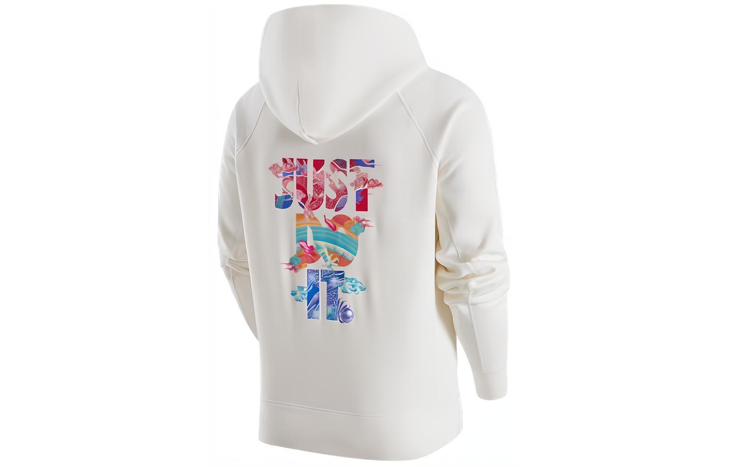 Nike Dragon CNY FW23 Logo Print Fleece Hoodie Sail White FZ6373-133