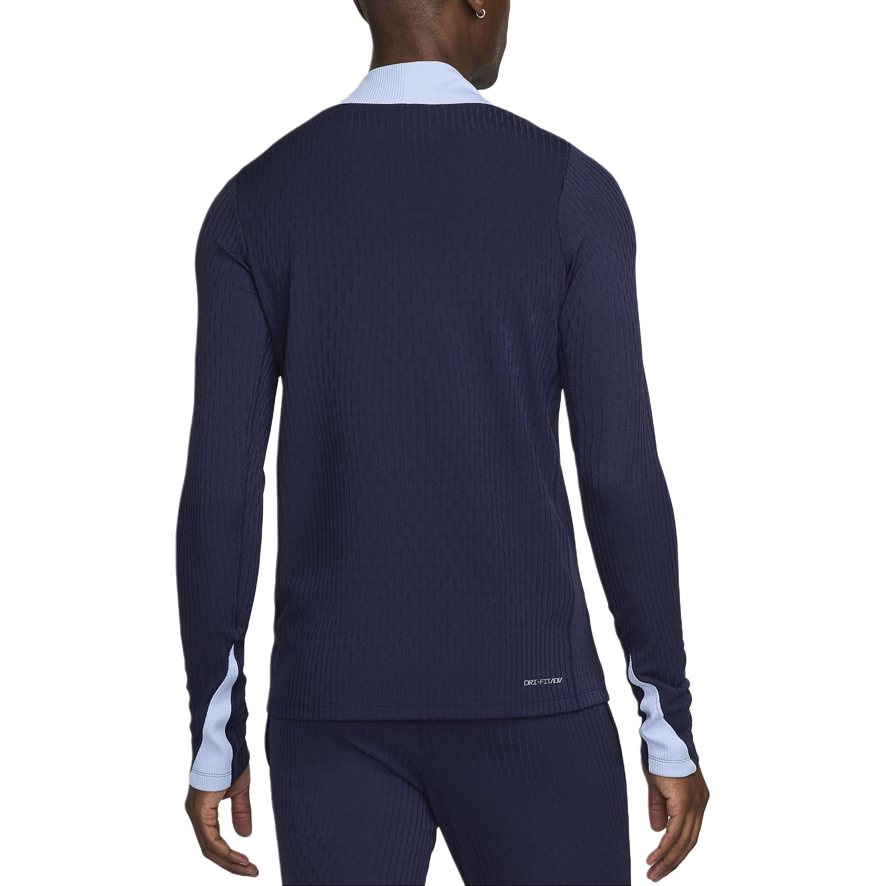 Lookbook 나이키 드라이 핏 ADV 로고 프린트 하프집 긴팔 풋볼 셔츠 옵시디언 블루 FJ1927-498