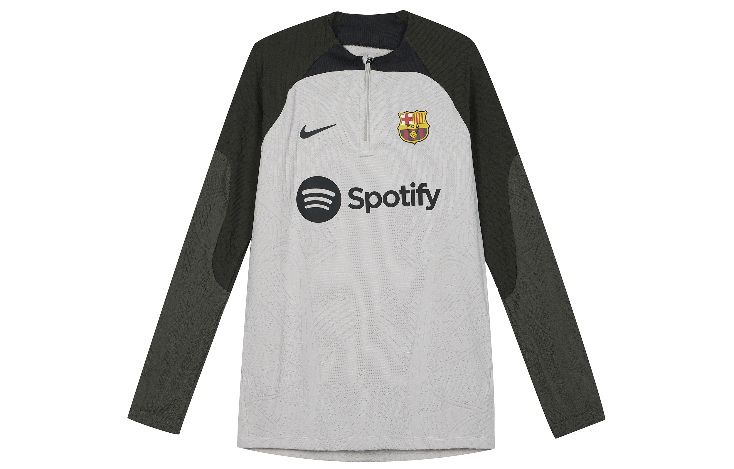Nike Dri-Fit Barcelona 23/24 Half-Zip Colorblock Long-Sleeve Soccer Shirt Green DX2908-222