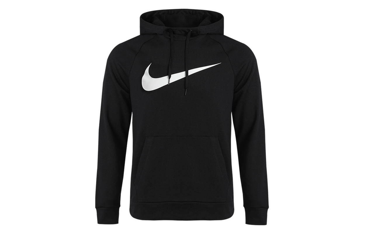 Nike Dri-Fit Black Pullover Hoodie with Colorblock Logo Design CZ2426-010