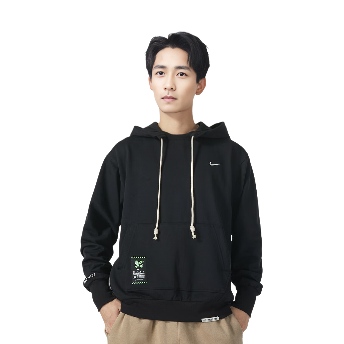 Shop Nike Dri-Fit 黑色運動訓練休閒跑步連帽衫 FV4027-010