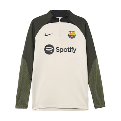 Nike Dri-Fit FC Barcelona 23/24 Half-Zip Long Sleeve Training Top Olive. DX3102-222