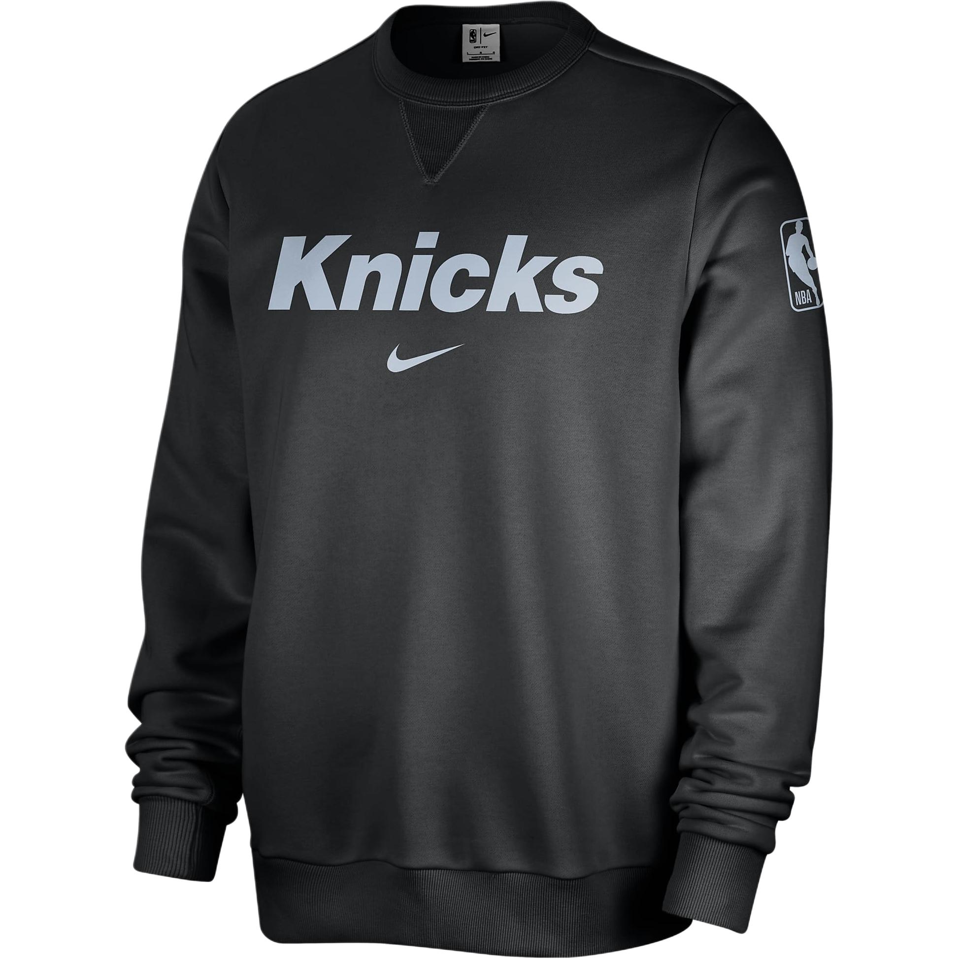 Nike DRI-FIT NBA New York Knicks Crewneck Long Sleeve Tee Black/Ivory Blue FV2071-010