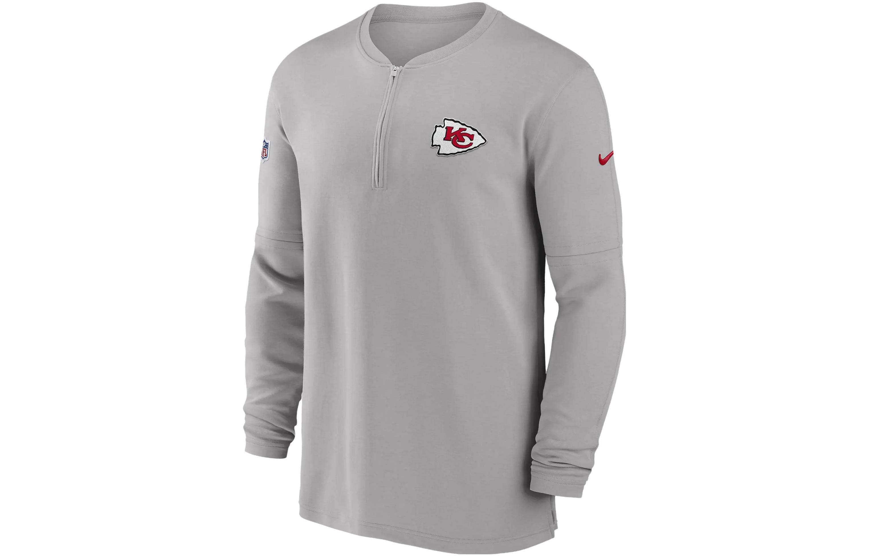 Nike Dri-Fit NFL 1/2-Zip Long-Sleeve Sweatshirt Logo Embroidery Grey 00MF09T7G-0BV