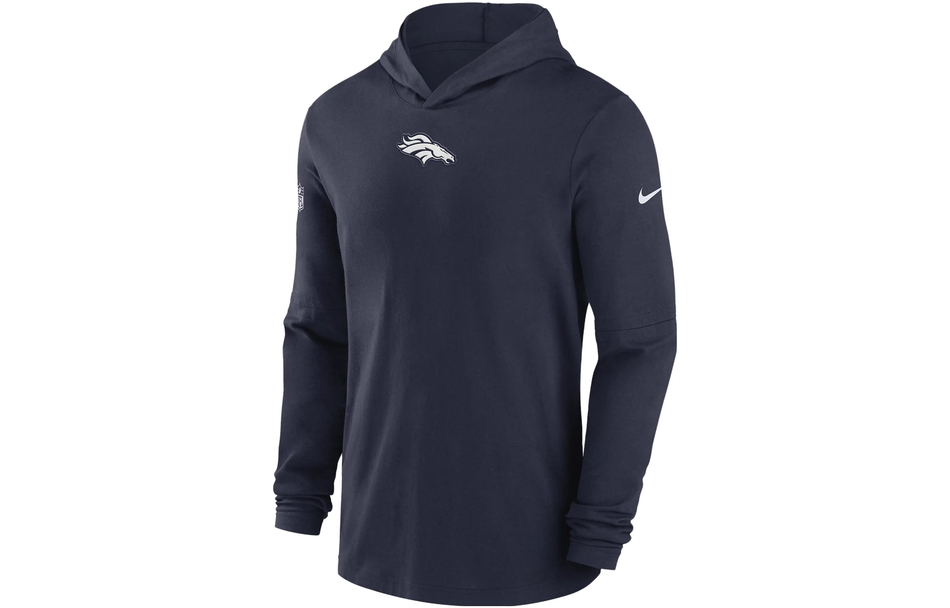 Nike Dri-FIT NFL Geometric Pattern Navy Blue Hooded Long-Sleeve Top 00MQ41S8W-PKB